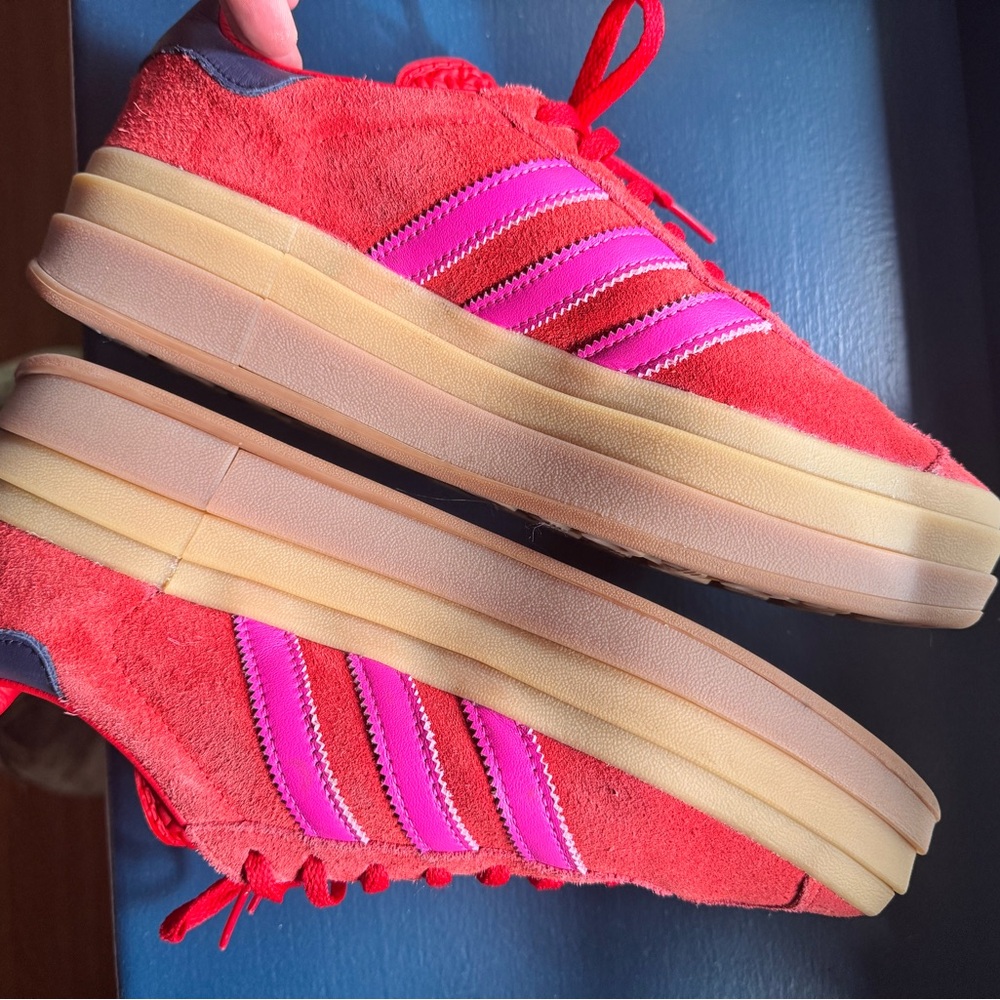 Adidas Red and Pink Suede Platform Sneakers